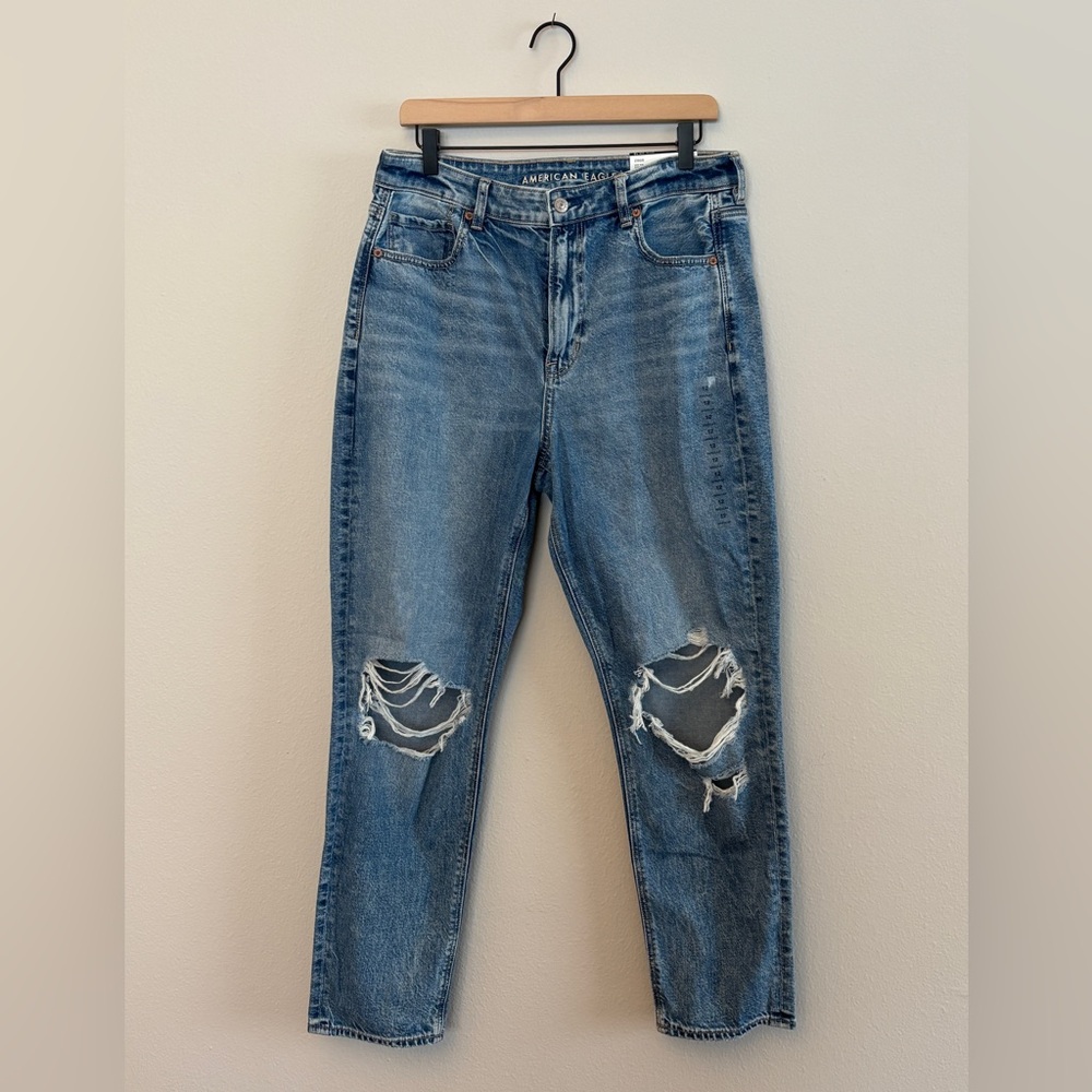 NWT American Eagle Mom Jeans distressed 12 R